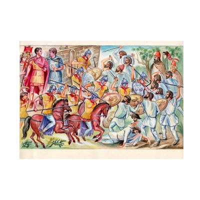 Lupta de la Tapae, ilustrație de Adrian Ionescu, 1997, cu semnătură