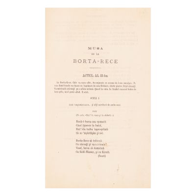 Mihail Zamfirescu, Muza de la Borta-Rece, Actul II, 1873, cu semnătura lui Geo Dumitrescu