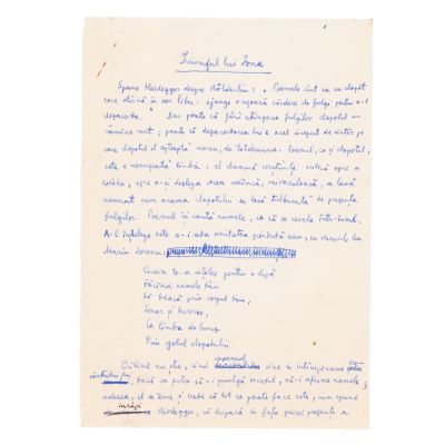 Nicolae Manolescu, „Triumful lui Iona”, 3 file manuscris