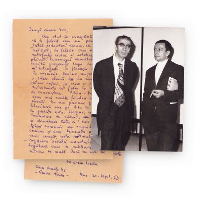Marin Preda, scrisoare către Geo Dumitrescu, 1953 + fotografie de epocă, 1977