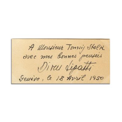 Dinu Lipatti, bilet cu însemnare olografă, 18 aprilie 1950