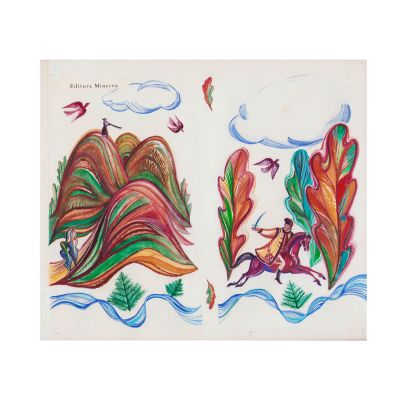 Vasile Cărăbiș, Poezii populare românești, ilustrație de Adrian Ionescu, cu semnătură 