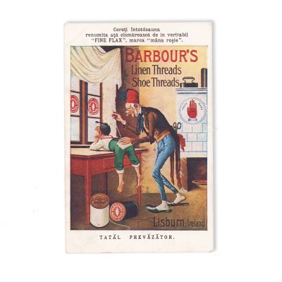 Ilustrată cu reclama aței Barbour’s - reclamă foarte rară