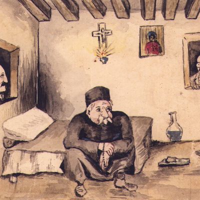 Take Ionescu, gen. Gheorghe Manu și gen. Ioan Lahovary, ilustrată caricaturală - piesă de colecție rară