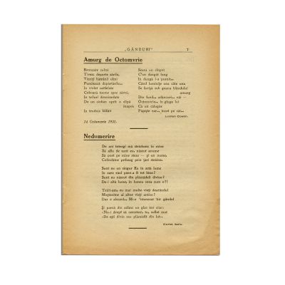 Publicația „Gânduri”, Anul I, Nr. 1, decembrie 1931