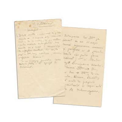 Mircea Eliade, Pentru ortodocși, două file manuscris