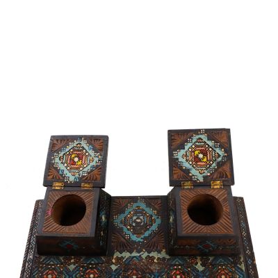 Set de birou din lemn pictat și sculptat în stil neoromânesc