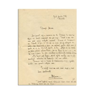 Ștefania Russu - Zottoviceanu, scrisoare pentru Mircea Eliade, 2 martie 1932