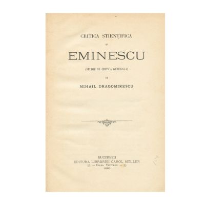 Mihail Dragomirescu, Critica știențifică și Eminescu, 1895