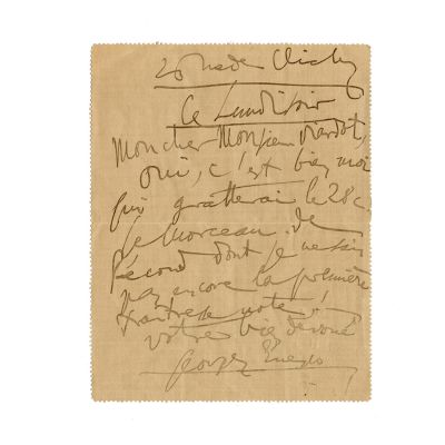 George Enescu, fotografie + corespondență pneumatică, 1914