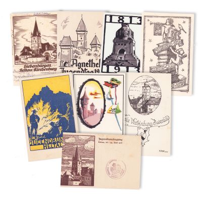 Evenimente studențești și edificii din Cisnădie și Sibiu, opt cărți poștale ilustrate - piese de colecție foarte rare