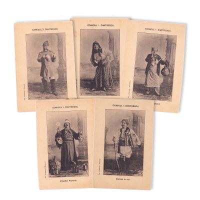 Comicul I. Dimitrescu, cinci fotografii tip carte poștală -  foarte rare