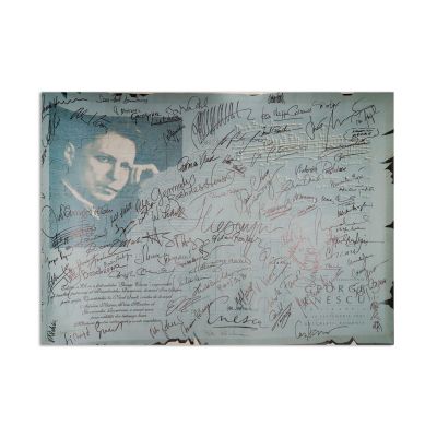 Ediția a XV-a a festivalului „George Enescu”, afiș de mari dimensiuni, semnat olograf, 2001 