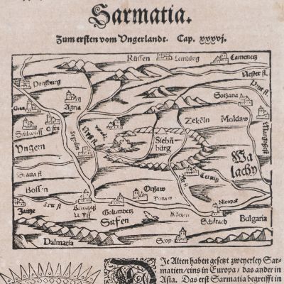 Sebastian Munster, Harta Ungariei și a regiunilor înconjurătoare, gravură, post 1544