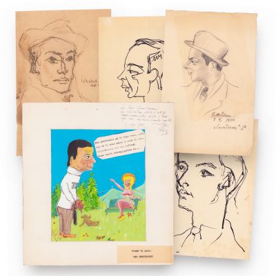 Cinci portrete și caricaturi ale lui Geo Dumitrescu, semnate de Ion Vlad și Silvan Ionescu