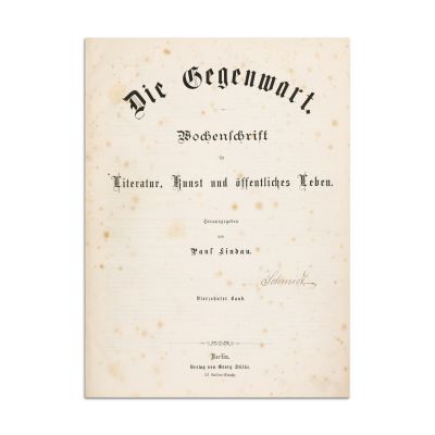 Publicația „Die Gegenwart”- prima traducere într-o limbă străină a lui M. Eminescu, realizată de regina Elisabeta a României