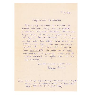 Geo Dumitrescu, corespondență cu Lidia Bote și Adrian Marino privind un studiu despre Baudelaire, 1967