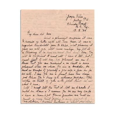 Gwyn Perris, scrisoare pentru Mircea Eliade, 18 august 1936