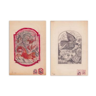 Adrian Ionescu, două planșe în creion