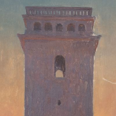 G. M. Cantacuzino, Turnul Goliei din Iași, ulei pe carton