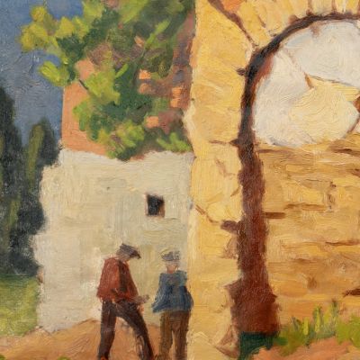 G. M. Cantacuzino, Casă în regiunea Mediteranei, ulei pe hârtie