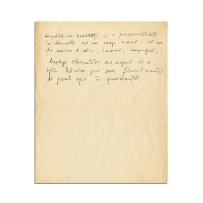 Mircea Eliade, Note diverse, patru file manuscris 