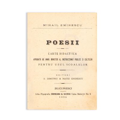 Mihai Eminescu, Poesii. Carte didactică, 1895, editat de Matei Eminescu