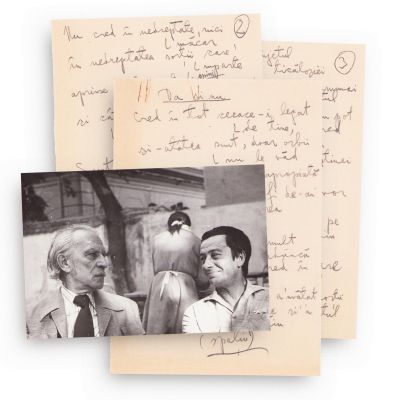 Geo Dumitrescu și Eugen Jebeleanu, fotografie + patru file manuscris