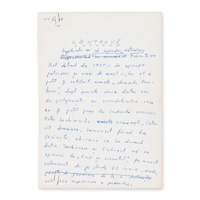 Geo Bogza, Cantalup, cinci file manuscris, 27.XI.1979
