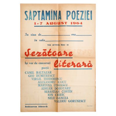 8 afișe ale unor evenimente culturale din arhiva lui Geo Dumitrescu