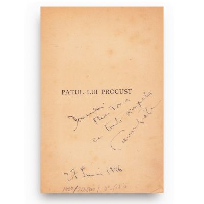 Camil Petrescu, Patul lui Procust, 1946, cu dedicație olografă