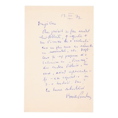 Veronica Porumbacu și Mihail Petroveanu, patru scrisori și două felicitări pentru Geo Dumitrescu