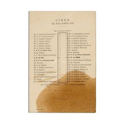Trei liste cu așezarea la masă a invitaților la dineuri regale, 1909 - 1910
