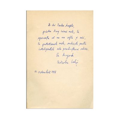 Nicolae Labiș, Primele iubiri, 1956, cu dedicație olografă pentru Teodor Mazilu