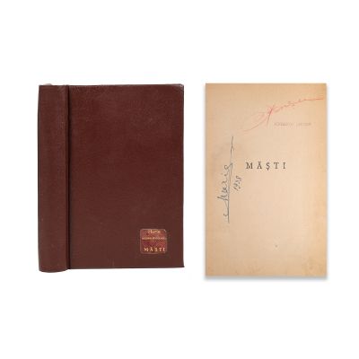 Maria, regina României, Măști, 1938, cu semnătură, cu ex-librisul lui Eugen Ionescu