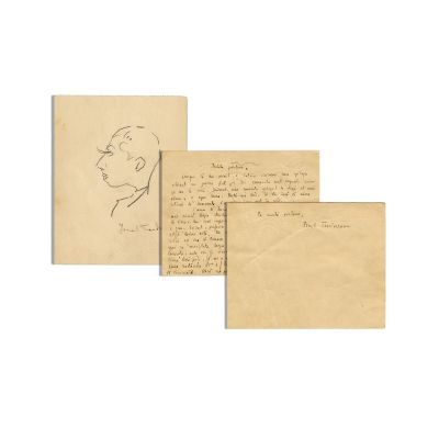 Ionel Teodoreanu, Schiță în creion + scrisoare olografă
