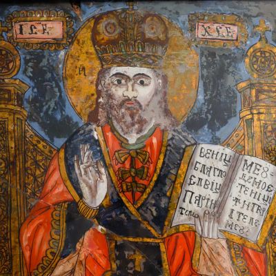 Iisus Hristos Pantocrator, icoană împărătească pe glajă