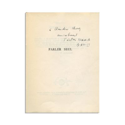 Tristan Tzara, Parler seul, 1955, cu dedicație olografă
