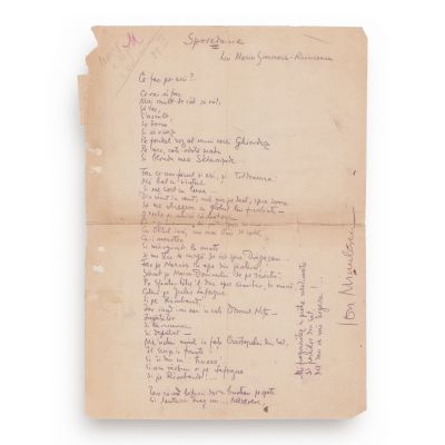 Ion Minulescu, Spovedanie lui Marin Simionescu-Rîmniceanu, poezie-manuscris 