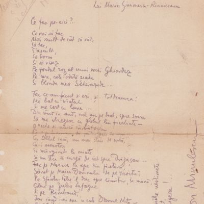 Ion Minulescu, Spovedanie lui Marin Simionescu-Rîmniceanu, poezie-manuscris 