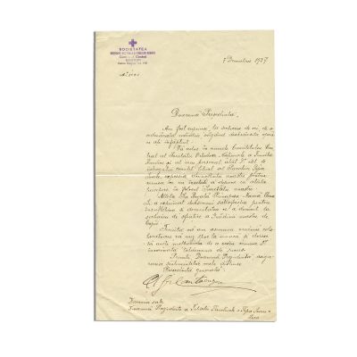 Alexandrina Cantacuzino, scrisoare pentru președinta Filialei Parohiale „Popa Soare”, 7 decembrie 1927
