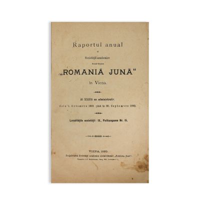 Raportul Anual al Societății „România Jună” în Viena, 1892