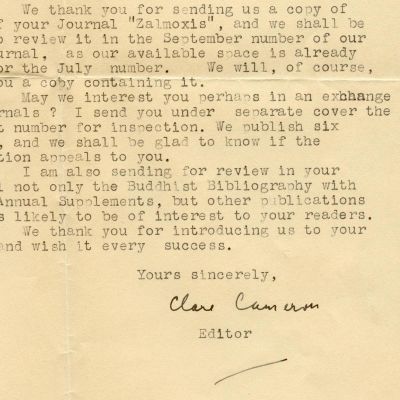 Clare Cameron, scrisoare pentru Mircea Eliade, 24 mai 1939