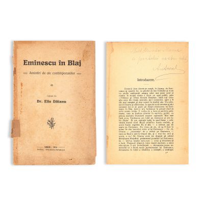 Dr. Elie Dăianu, Eminescu în Blaj, 1914, cu însemnarea autorului 