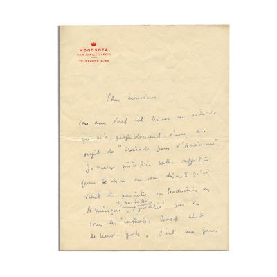 Martha Bibescu, scrisoare olografă