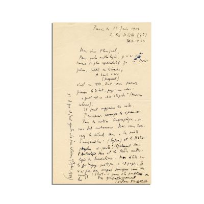 Tristan Tzara, scrisoare trimisă lui Pierre-Louis Flouquet, 1 Iunie 1954