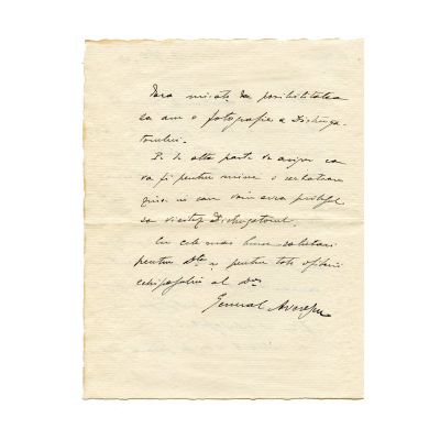Generalul Averescu, scrisoare olografă către comandantul Bălan al Distrugătorului „Mărăști”, 1928