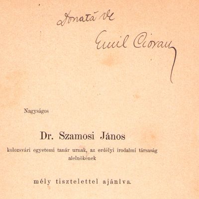 Szocs Geza, Eminescu, 1895, cu semnătura lui Emil Cioran 