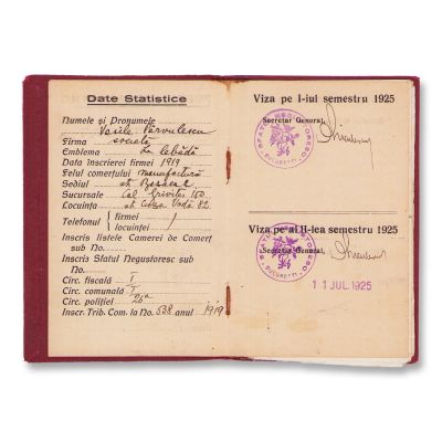 Carte de legitimație emisă de Societatea Sfatul Negustoresc, 1925
