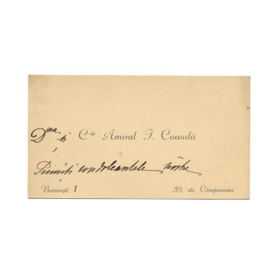 Amiral I. Coandă, Alexandru Christian Tell, general G. Pangrati, colecție de 8 cărți de vizită, din colecția familiei Ștefănescu